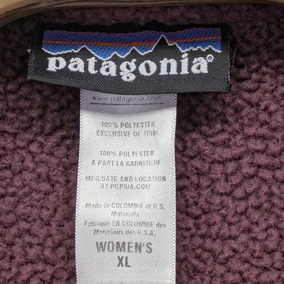 Patagonia Arctic Jacket Fleece Coat Women's XL Burgundy Sherpa Collar Full Zip - Picture 7 of 10